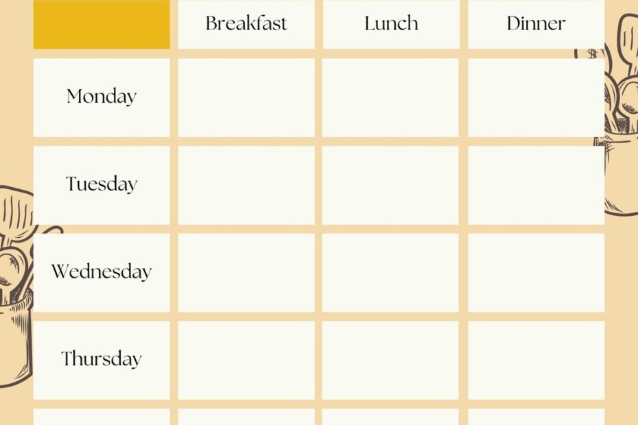 Weekly Meal Plan Printable Meal Planner Template Grocery 44 OFF