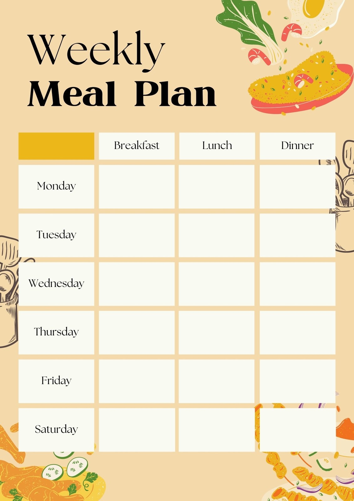 Weekly Meal Plan Printable Meal Planner Template Grocery 44 OFF