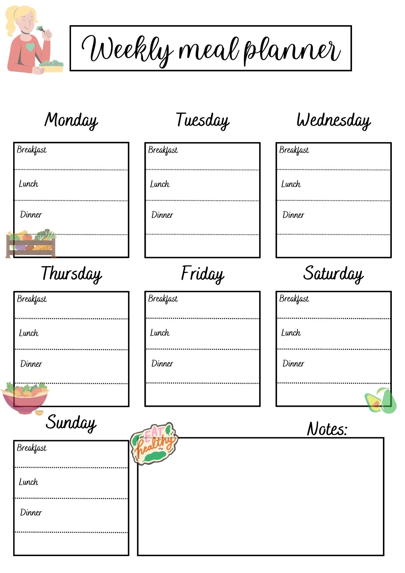 Weekly Meal Planner Printable In 2024 Weekly Meal Planner Printable 
