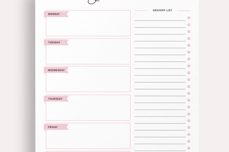 Weekly Meal Planner With Grocery List Printable Groce Vrogue co