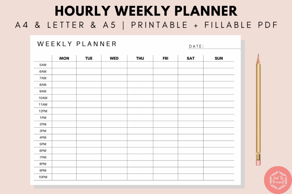 Weekly Planner By Hour Printable Fillable Form 2023
