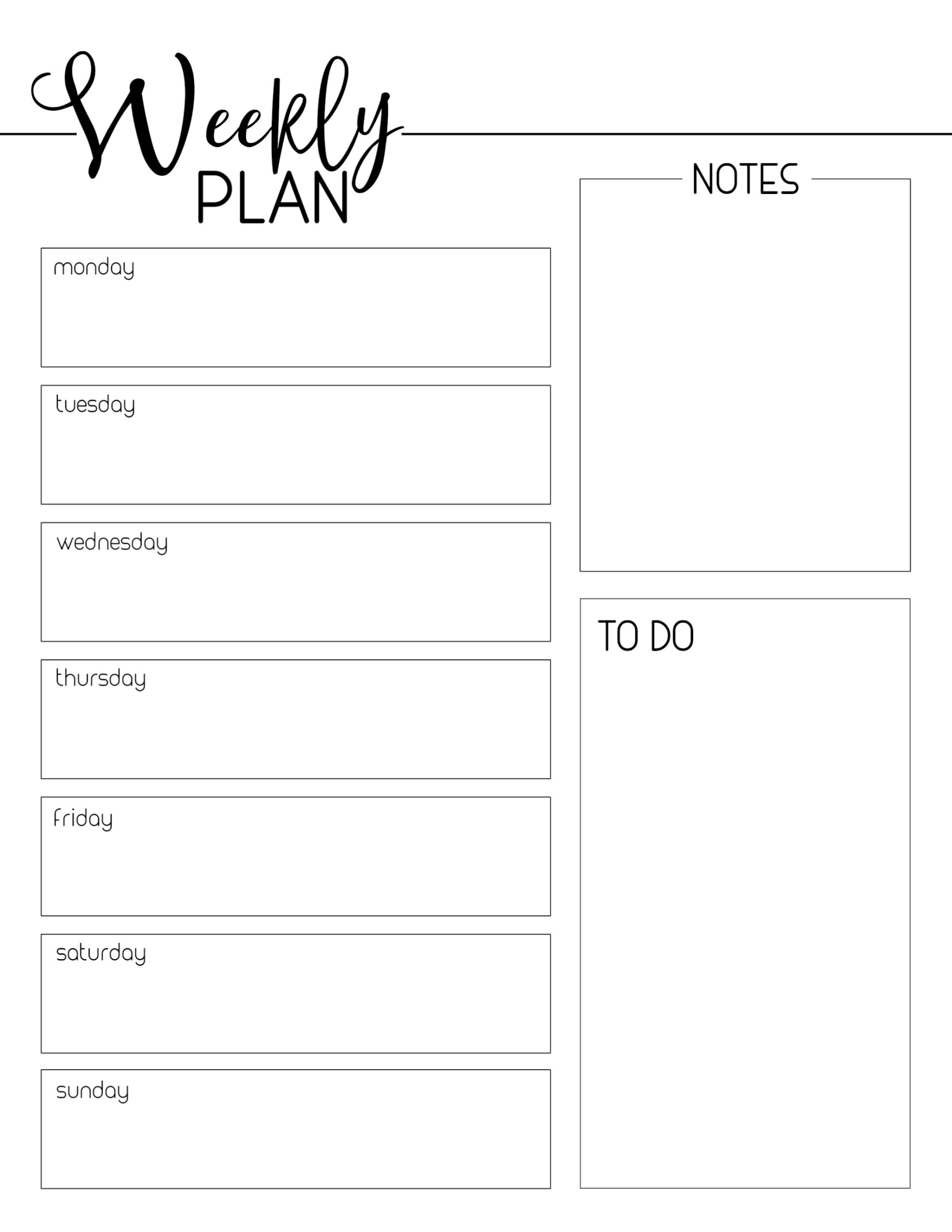 Weekly Planner Printable Template