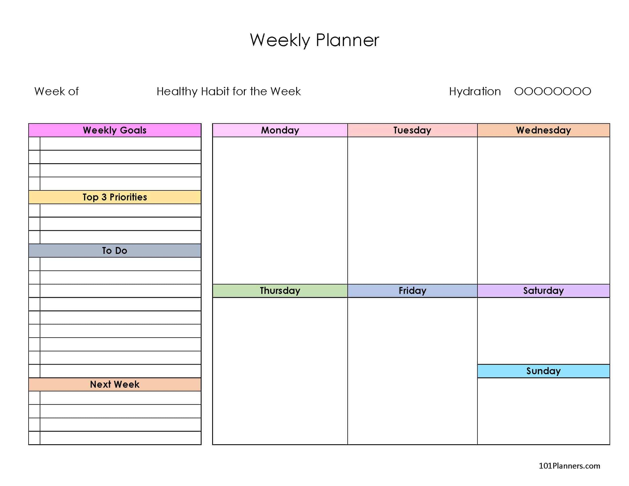Weekly Printable Planner Calendar Printables