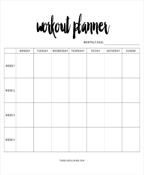 Workout Planner Printable Francesco Printable